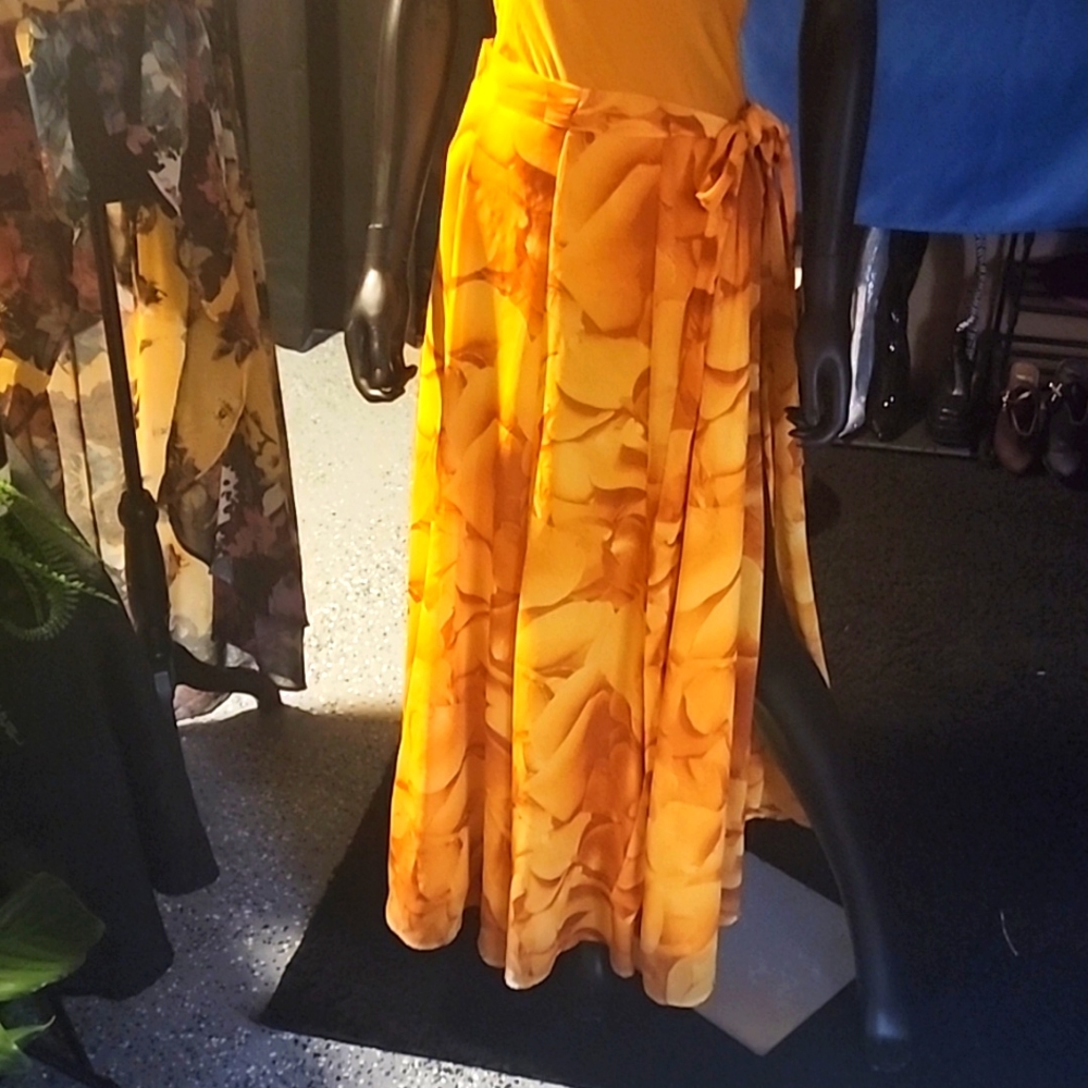 Yellow wrap maxi skirt size 8-10